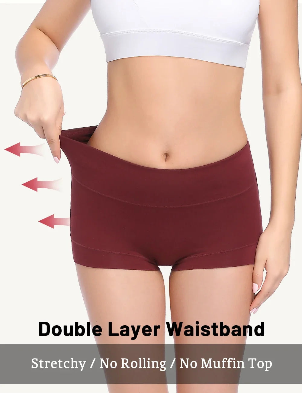 Molasus Women Cotton Boy Shorts Seamless Comfortable Ladies High Waist Panties Full Coverage Stretch Underwear 5pc/Set Plus Size