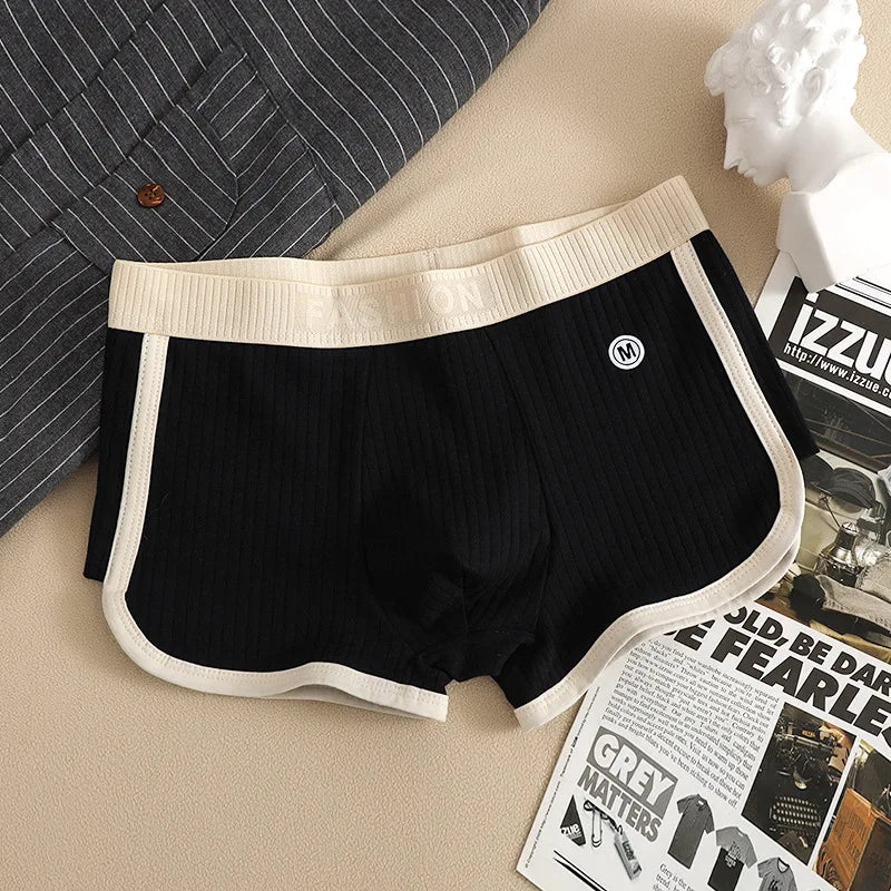 M-3XL Mens Cotton Underwear Boxer Shorts Casual Mid-rise Elastic Waistband Men's Panties Comfortable Breathable Underpants Cueca