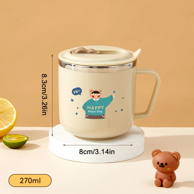 Cute Capybara 316 Stainless Steel Kid Water Cup With Straw 270ml Double Wall Insulated Mug Leak-proof Milk Coffee Cup