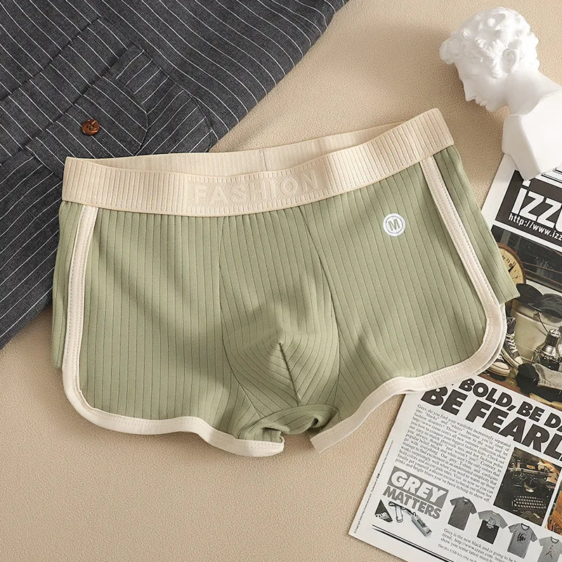 M-3XL Mens Cotton Underwear Boxer Shorts Casual Mid-rise Elastic Waistband Men's Panties Comfortable Breathable Underpants Cueca