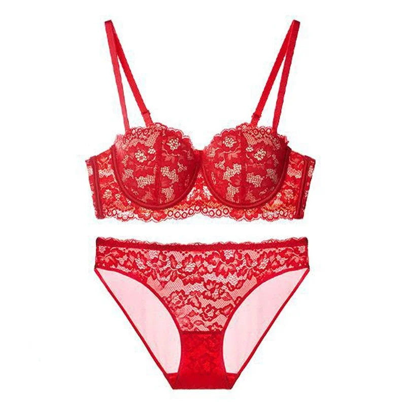 Sexy Lace Bra Women 1/2 Cup Underwire Bras Ladies Push Up Underwear Trendy Floral Brassiere Female Comfortable Intimates Suit