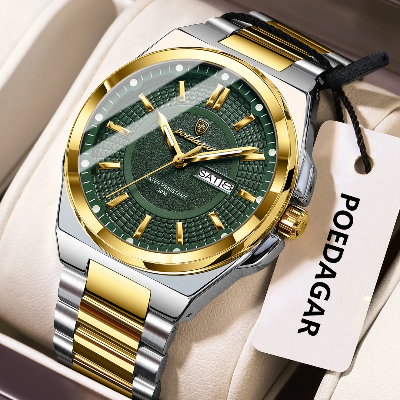 Sport Original Men Clock Quartz Date Week Luxury Man Wristwatch Waterproof Luminous Stainless Steel Men's Watches