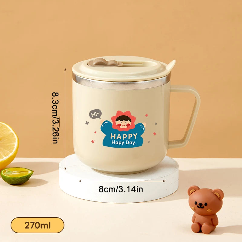 Cute Capybara 316 Stainless Steel Kid Water Cup With Straw 270ml Double Wall Insulated Mug Leak-proof Milk Coffee Cup