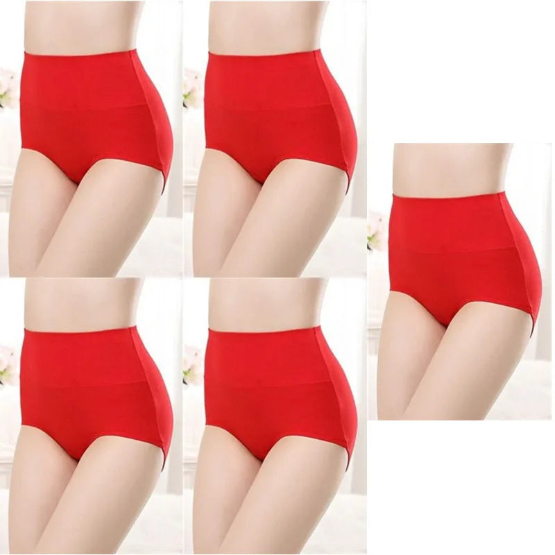 5PCS High Waist Cotton Panties Women Body Shaper Underwear Plus Size XL-4XL Fashion Girls Briefs Seamless Sexy Female Lingerie