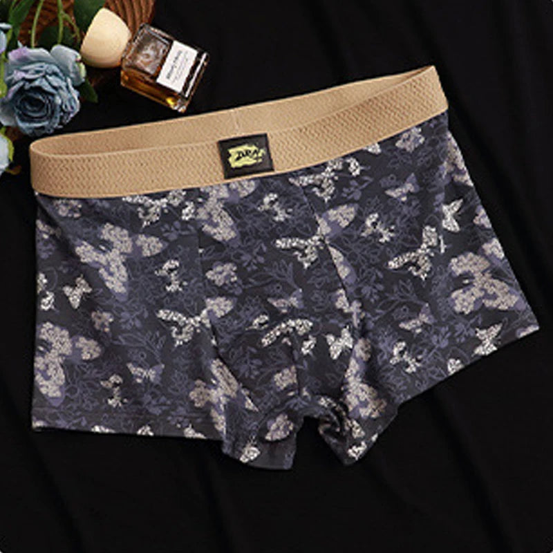 EXILIENS New Romantic Butterfly 1pcs/3pcs Cotton Boxer Men Underwear Hot Mens Boxers New BoxerShorts Man Panties Size L3XL KX758
