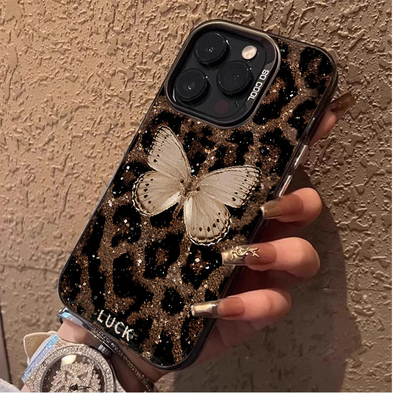 Butterfly Leopard Phone Case for IPhone 17 16 15 14 13 12 11 Pro Max Plus 17 Air 16E X XR XS Max Shockproof Full Print Cover
