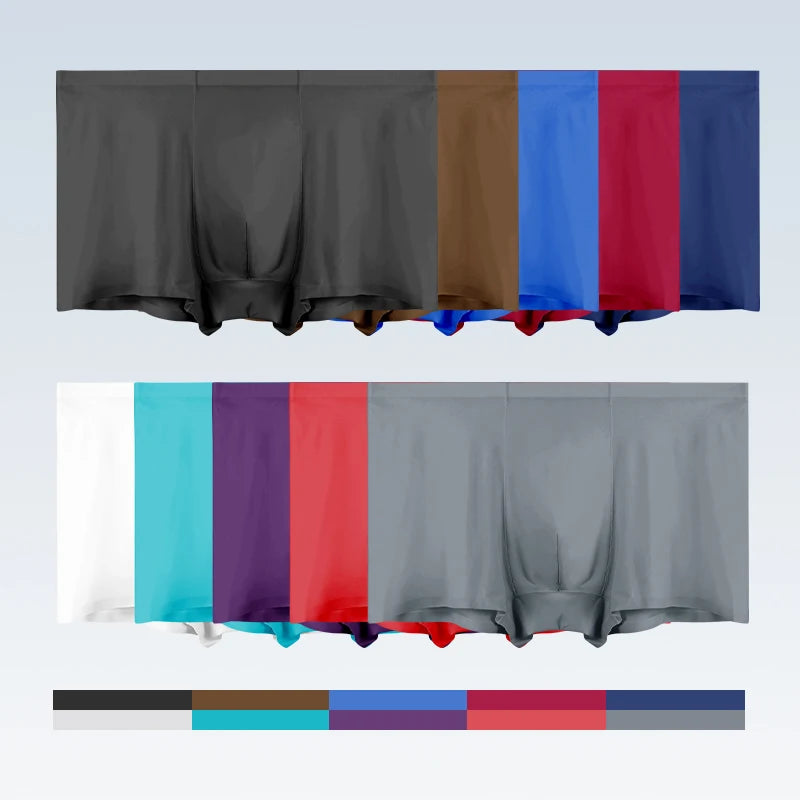 Men's Underwear Men's Wholesale Ice Silk Seamless Boxer Briefs Antibacterial Breathable Sports Summer Thin Comfort Boxer Bri
