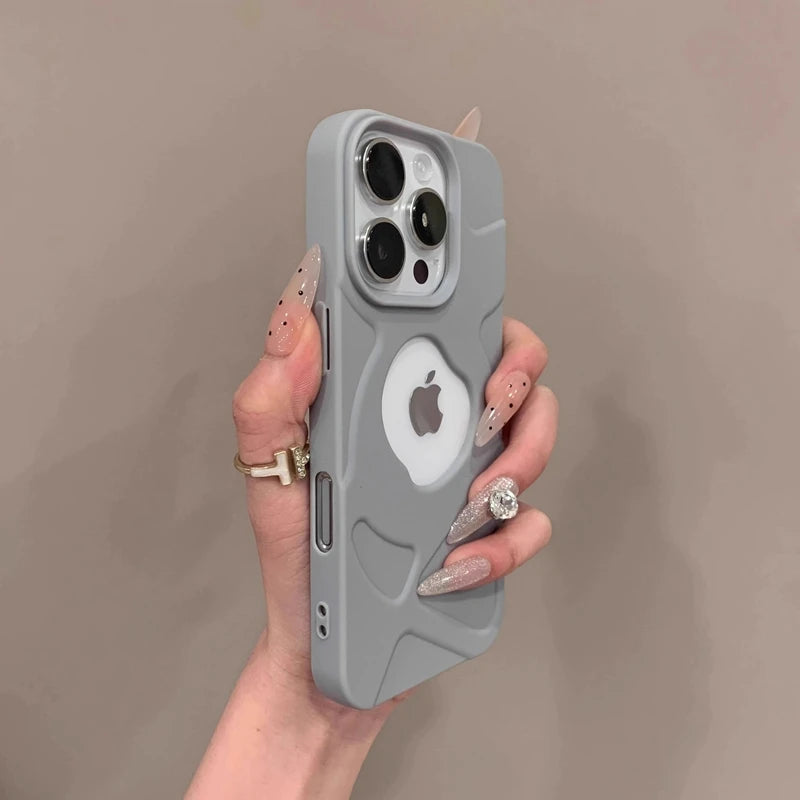 Soft Silicone Hollow Out Matte Phone Case For iPhone 11 12 13 14 15 16 17 Pro Max Plus AIr Magnetic Bumper Cases Cover