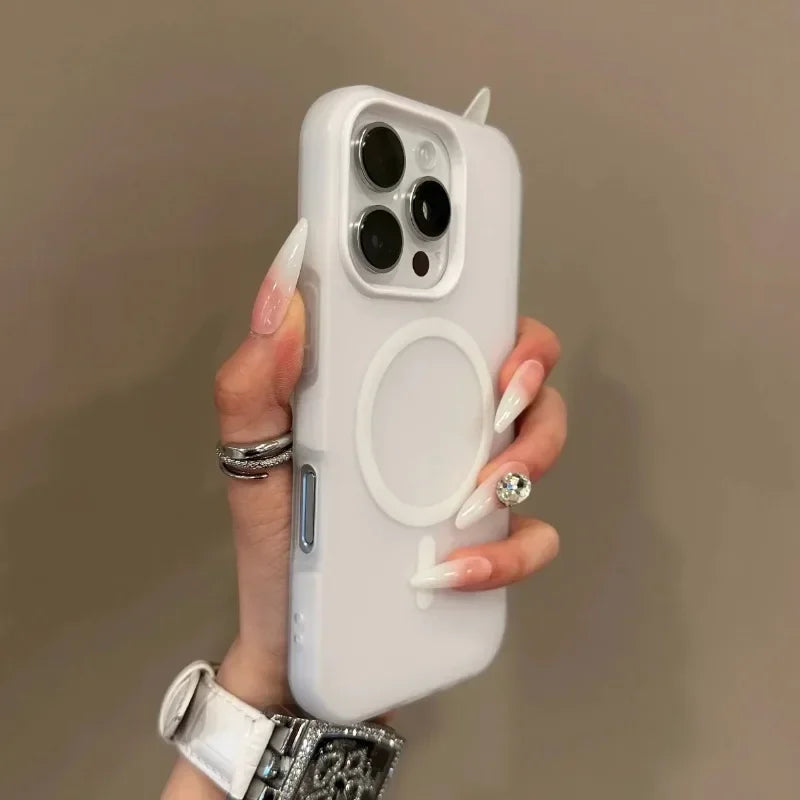 Candy Color 2 IN 1 For Magsafe Phone Case For iPhone 17 16 15 14 13 12 11 Pro Max Magnet Wireless Charger Matte Soft Cover Fund