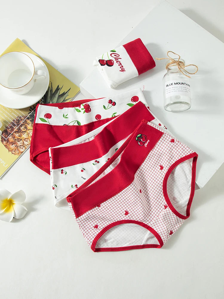 4Pcs Cotton Women Panties High Waist Underwear Print Pantys Ladies Briefs Breathable Plus Size Underpants Sexy Female Lingerie