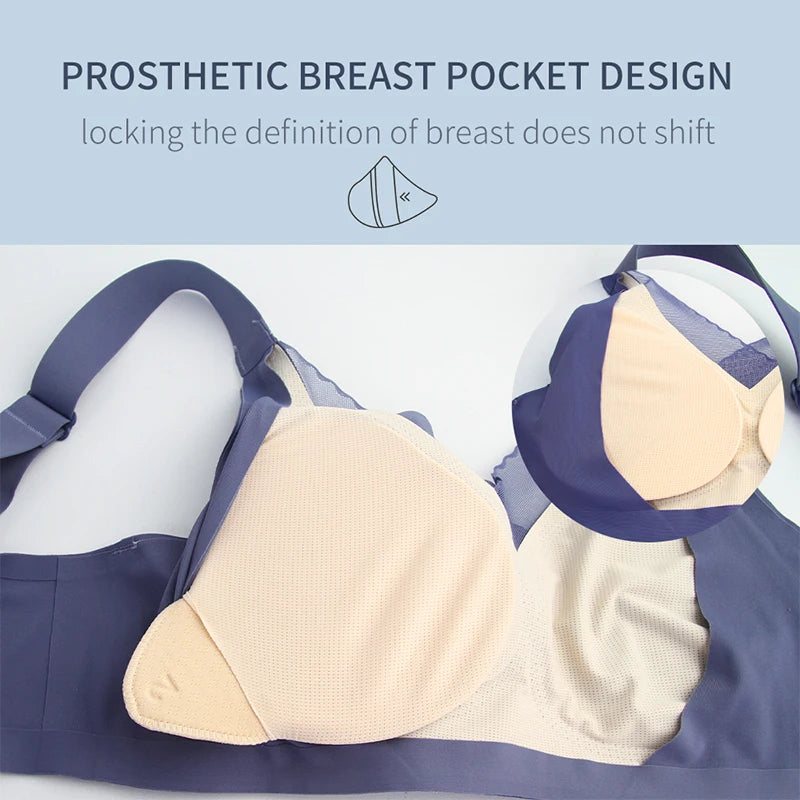 LERVANLA 2082 Prosthetic Breast Bra Special Bra Seamless Breast Fake Breast Simulation Female Lightweight Style for Mastectomy