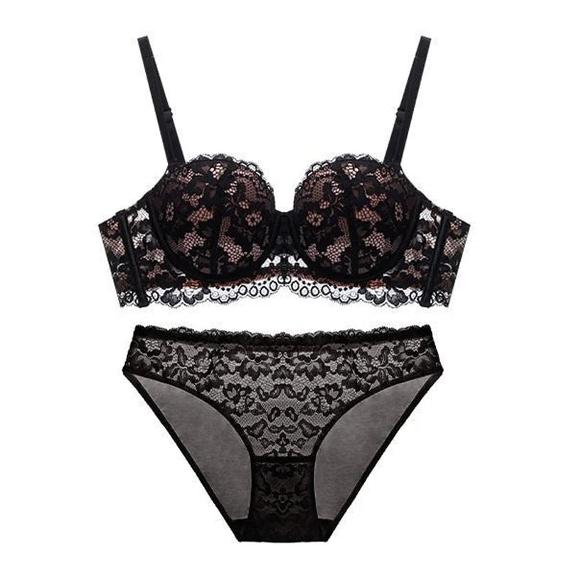 Sexy Lace Bra Women 1/2 Cup Underwire Bras Ladies Push Up Underwear Trendy Floral Brassiere Female Comfortable Intimates Suit