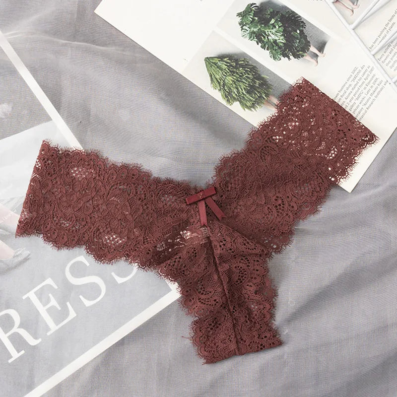 CINOON European and American Sexy Lace Lingerie Low-Waist G-String Thong Panties Temptation Breathable Intimates Underwear