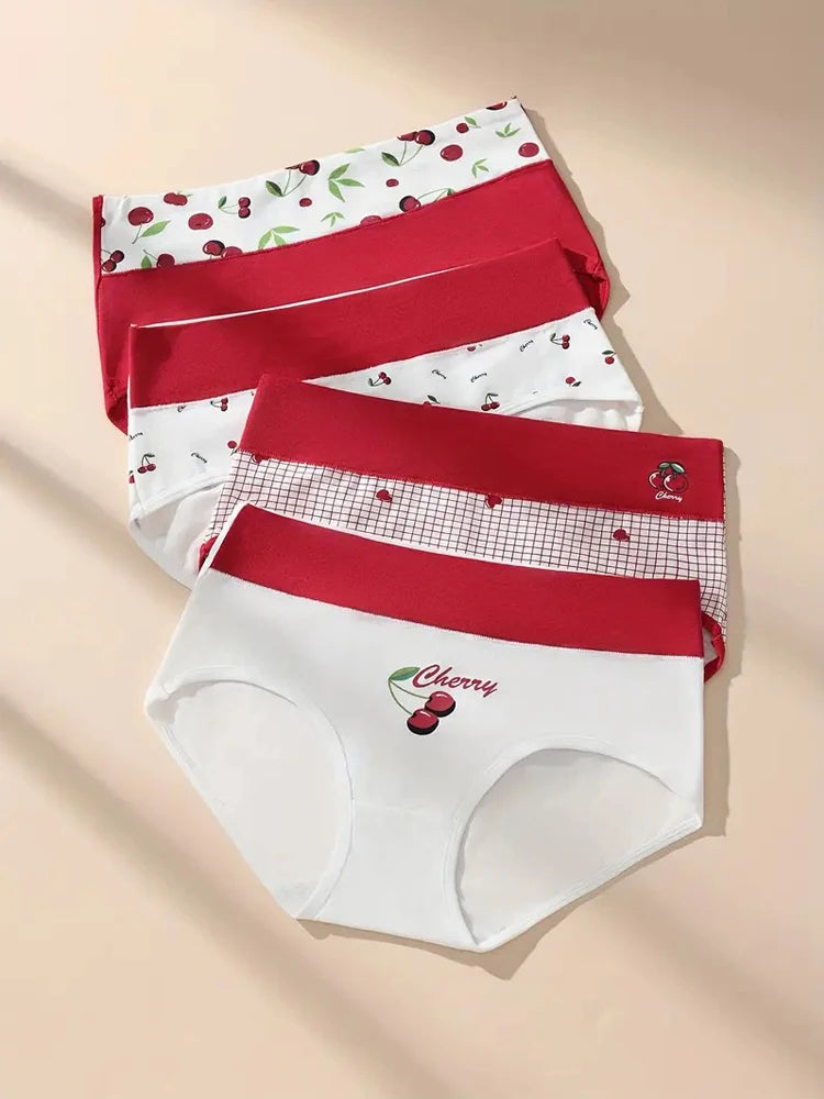 4Pcs Cotton Women Panties High Waist Underwear Print Pantys Ladies Briefs Breathable Plus Size Underpants Sexy Female Lingerie