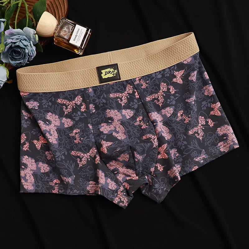 EXILIENS New Romantic Butterfly 1pcs/3pcs Cotton Boxer Men Underwear Hot Mens Boxers New BoxerShorts Man Panties Size L3XL KX758