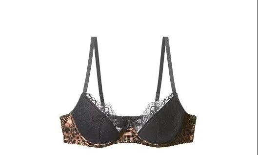 Sexy Leopard Bras Set Small Chest Winter Push Up Bralette Anti Sagging Wireless Lace Lingerie Lightweight Comfort Christmas Gift