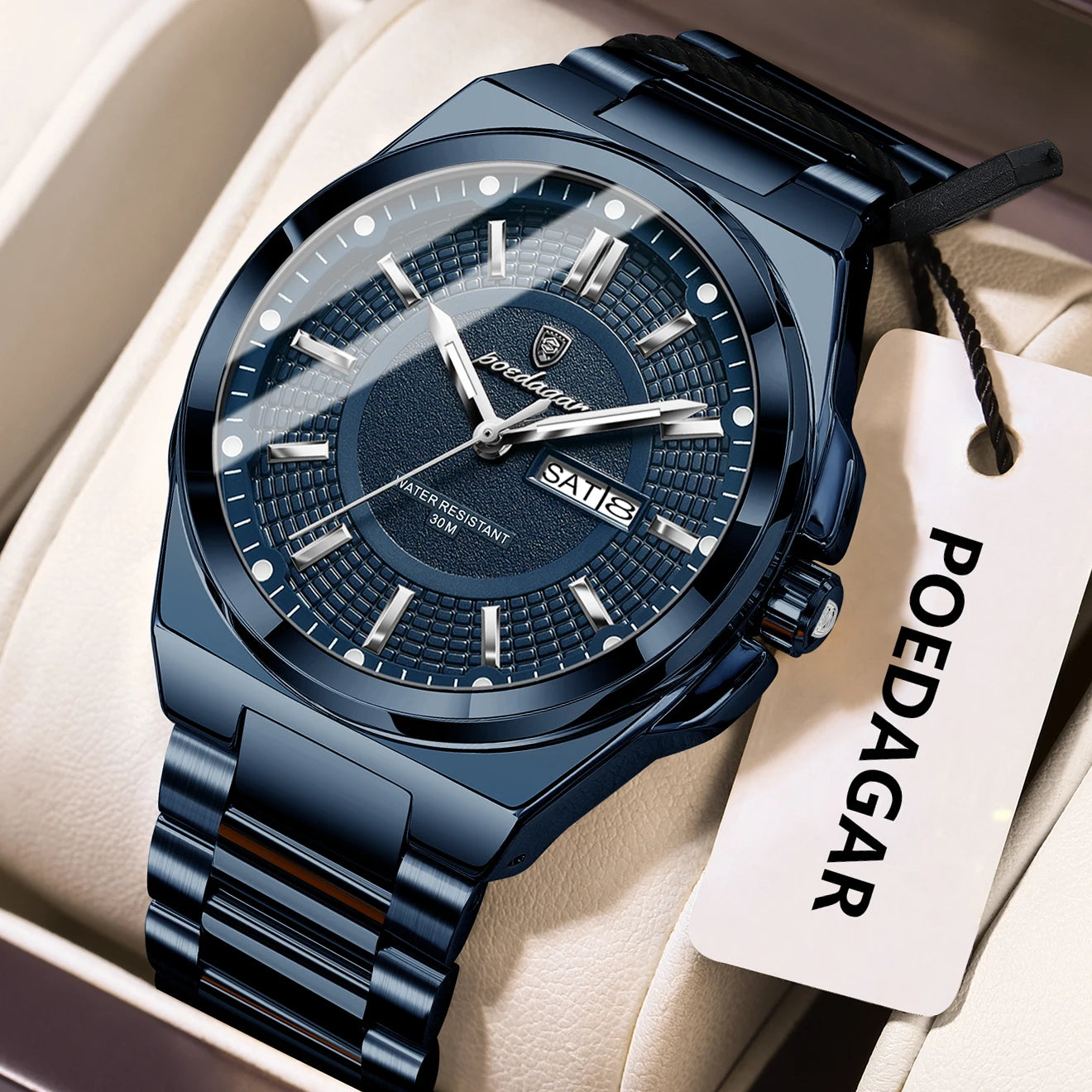 Sport Original Men Clock Quartz Date Week Luxury Man Wristwatch Waterproof Luminous Stainless Steel Men's Watches