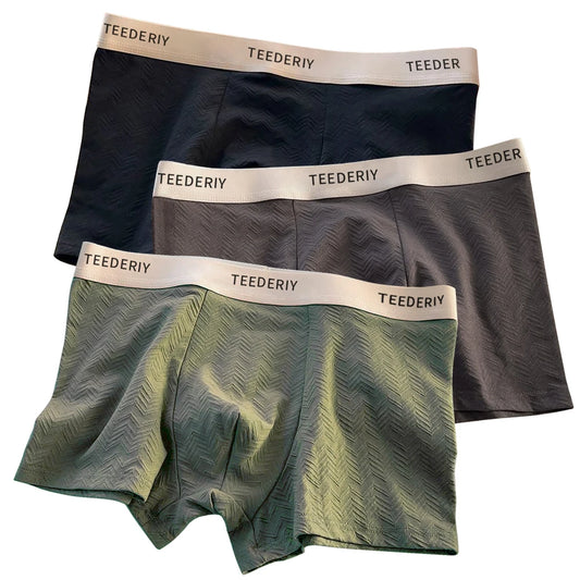 3Pcs Men's Cotton Panties Mid Rise Soft Breathable Boxer Shorts Briefs High Elastic Comfortable Boyshort Large Size Underwear