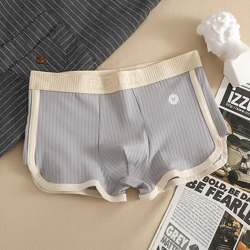 M-3XL Mens Cotton Underwear Boxer Shorts Casual Mid-rise Elastic Waistband Men's Panties Comfortable Breathable Underpants Cueca