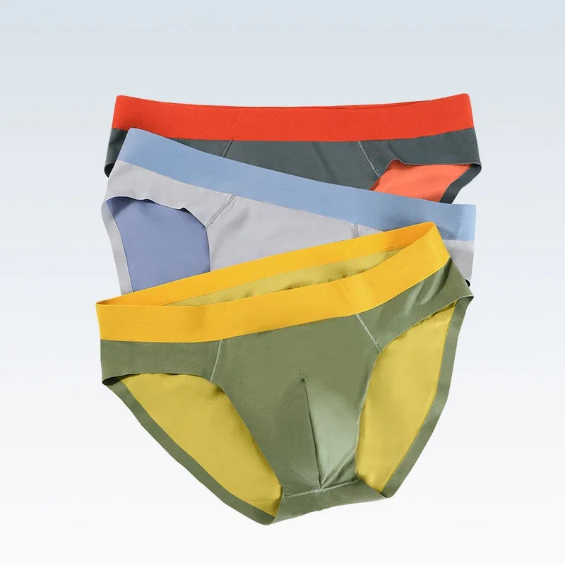 Men's ice silk seamless underwear men breathable briefs summer thin boys sports low waist short shorts head