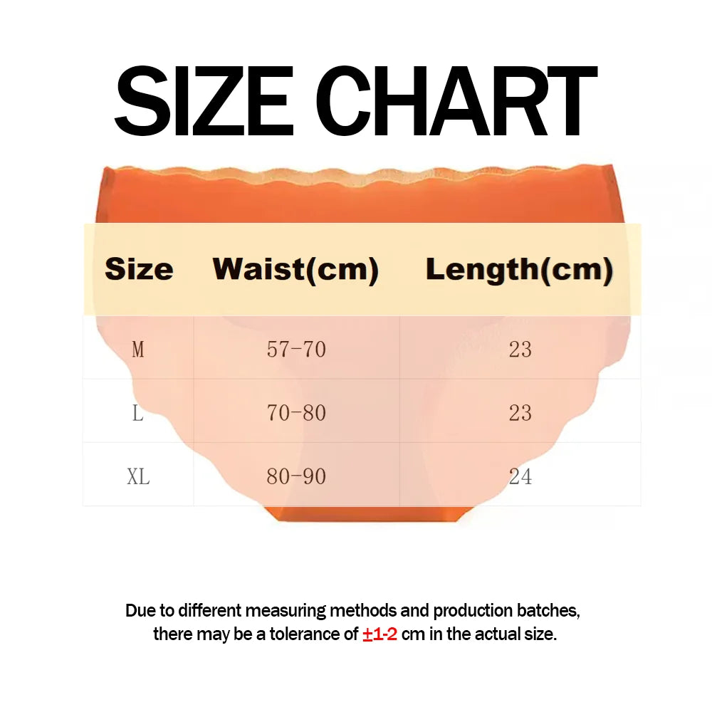 3PCS Women's Seamless Panties Sexy Icesilk Briefs Breathable Wavy Edge Mid-Waist Arm-Raising Female Close-Fitting Underwear