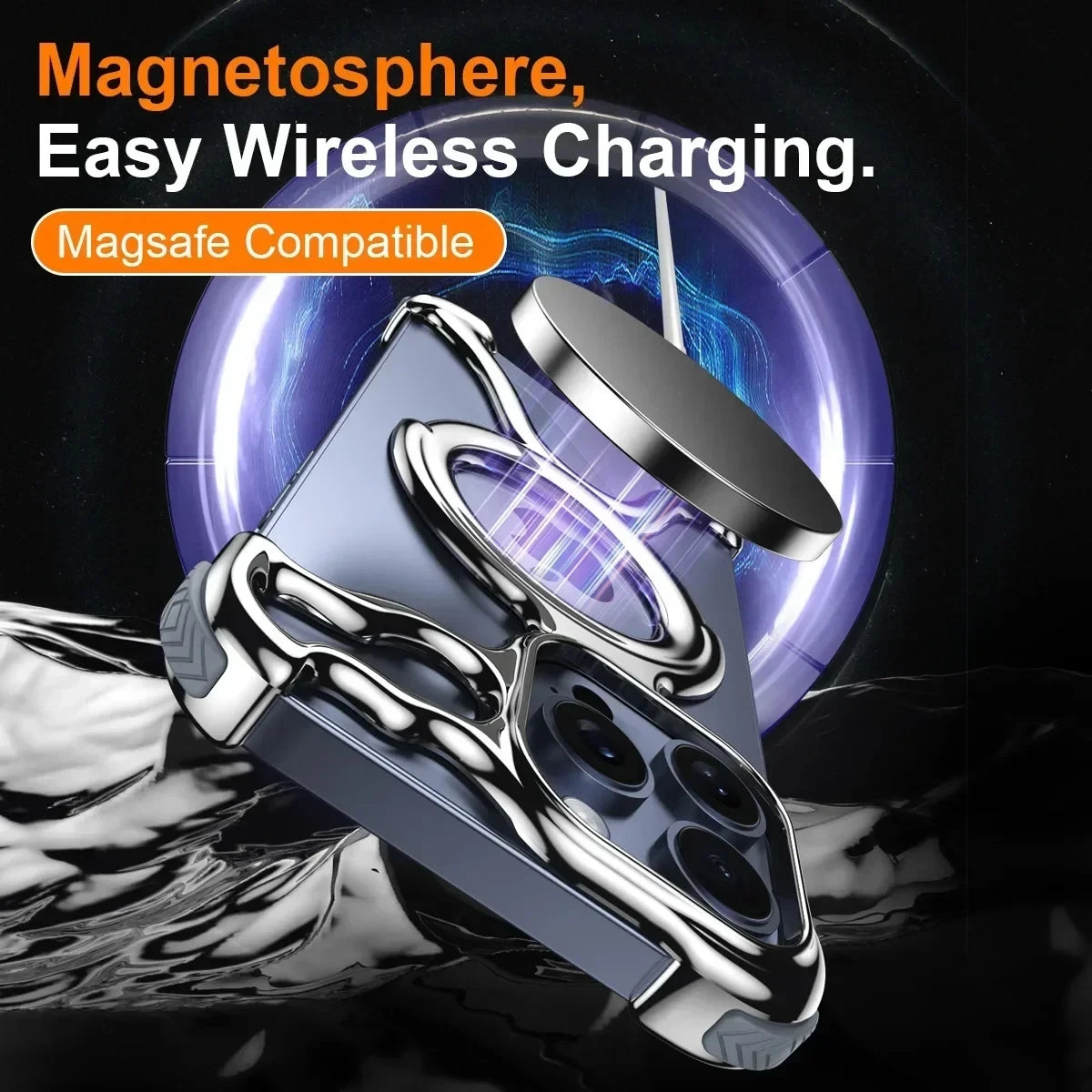 Magnetic Liquid Metal Phone Case For iPhone 13 14 15 16 17 Pro Max With AirBag Shockproof Bumper Irregular Metal Anti-fall Cover
