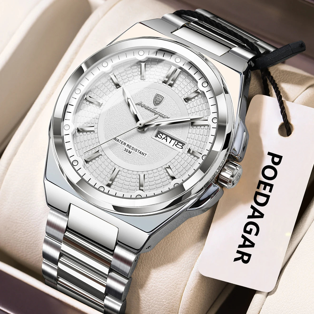 Sport Original Men Clock Quartz Date Week Luxury Man Wristwatch Waterproof Luminous Stainless Steel Men's Watches