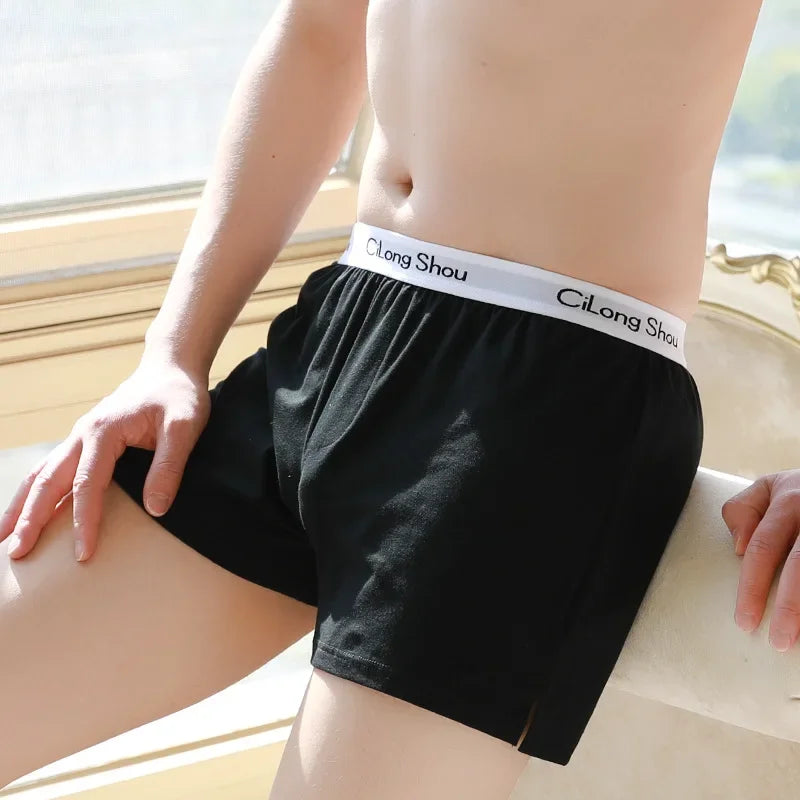 Cotton Soft Pajamas Shorts Mens Loose Breathable Bottoms Underwear Fashion Solid Boxers Hombre