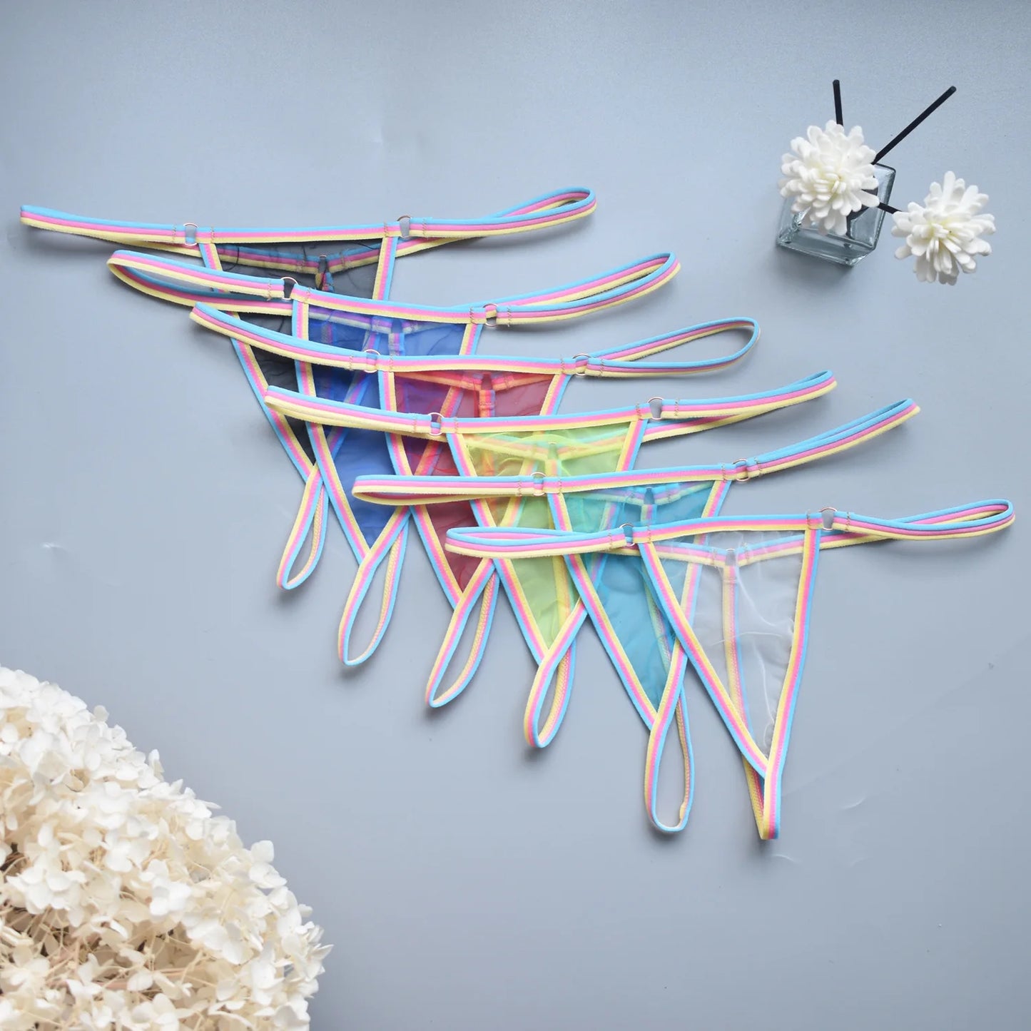 Women's thongs sexy and sexy candy colored super mini bikini couple game tempting women's underwear