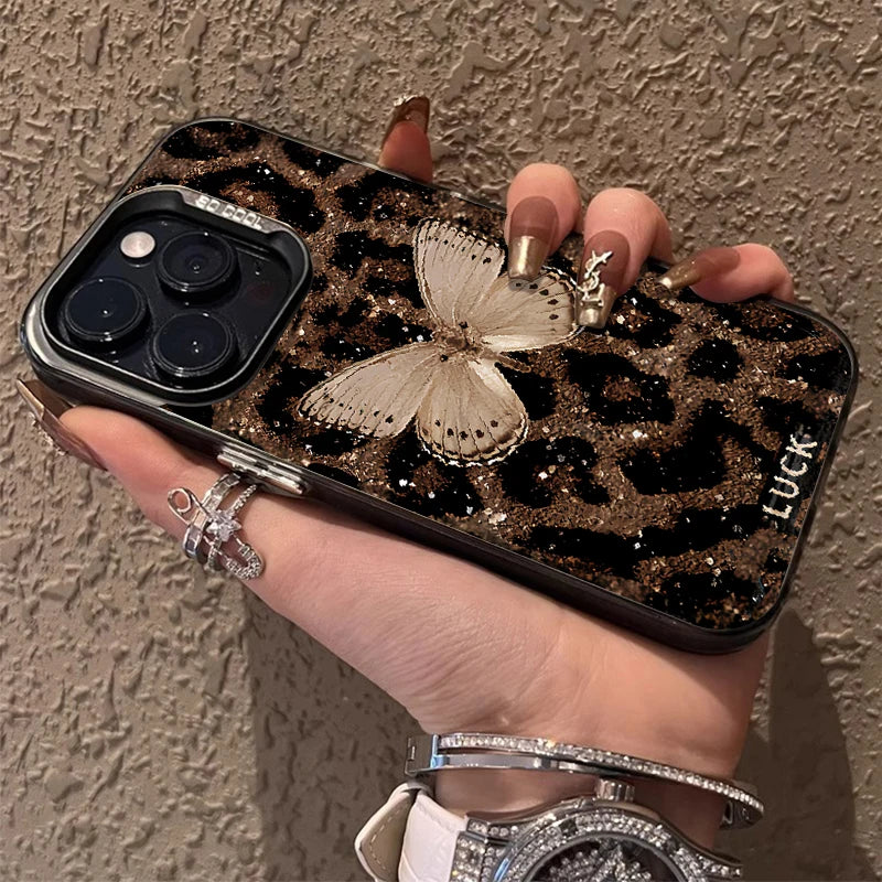 Butterfly Leopard Phone Case for IPhone 17 16 15 14 13 12 11 Pro Max Plus 17 Air 16E X XR XS Max Shockproof Full Print Cover