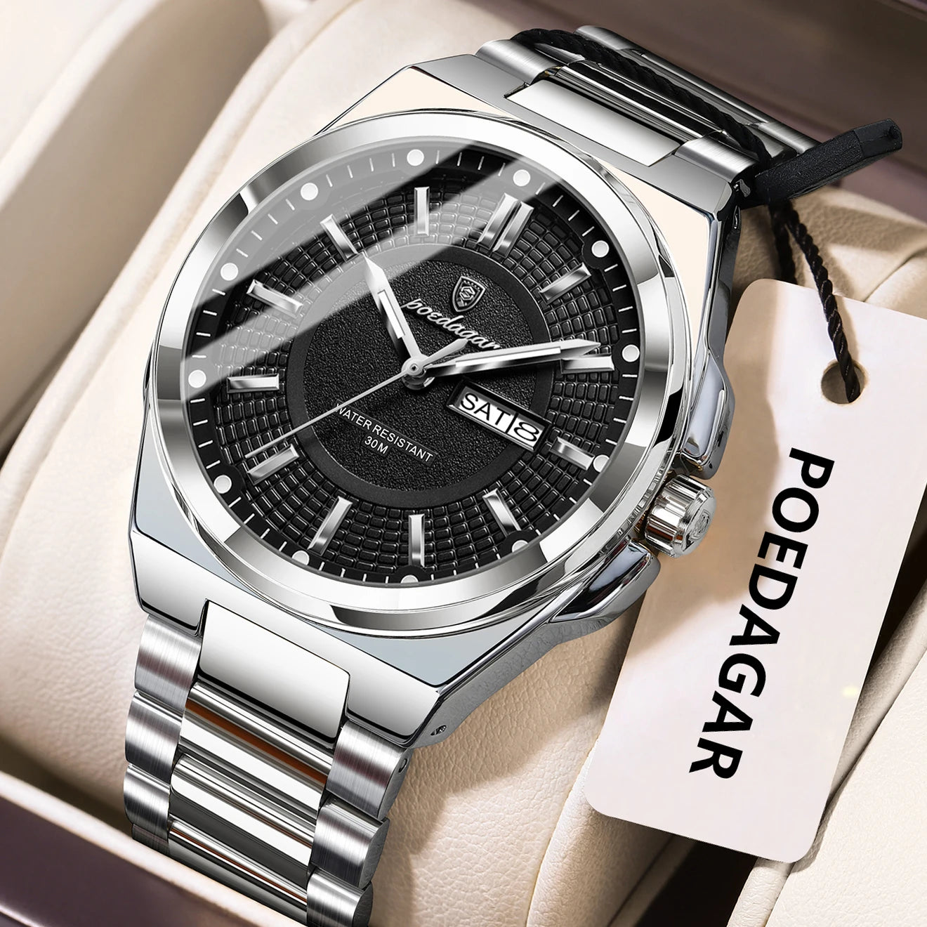 Sport Original Men Clock Quartz Date Week Luxury Man Wristwatch Waterproof Luminous Stainless Steel Men's Watches