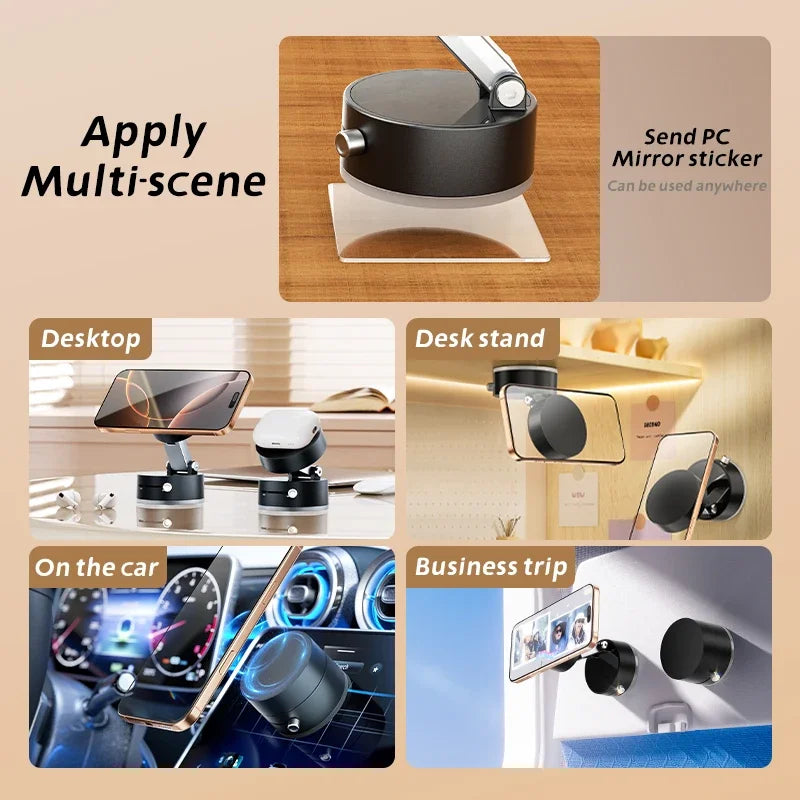 Car Phone Holder Stand Mini Vacuum Suction Cup Magnetic Bracket Foldable Kitchen Lazy Phone Bracket For iPhone Android Cellphone