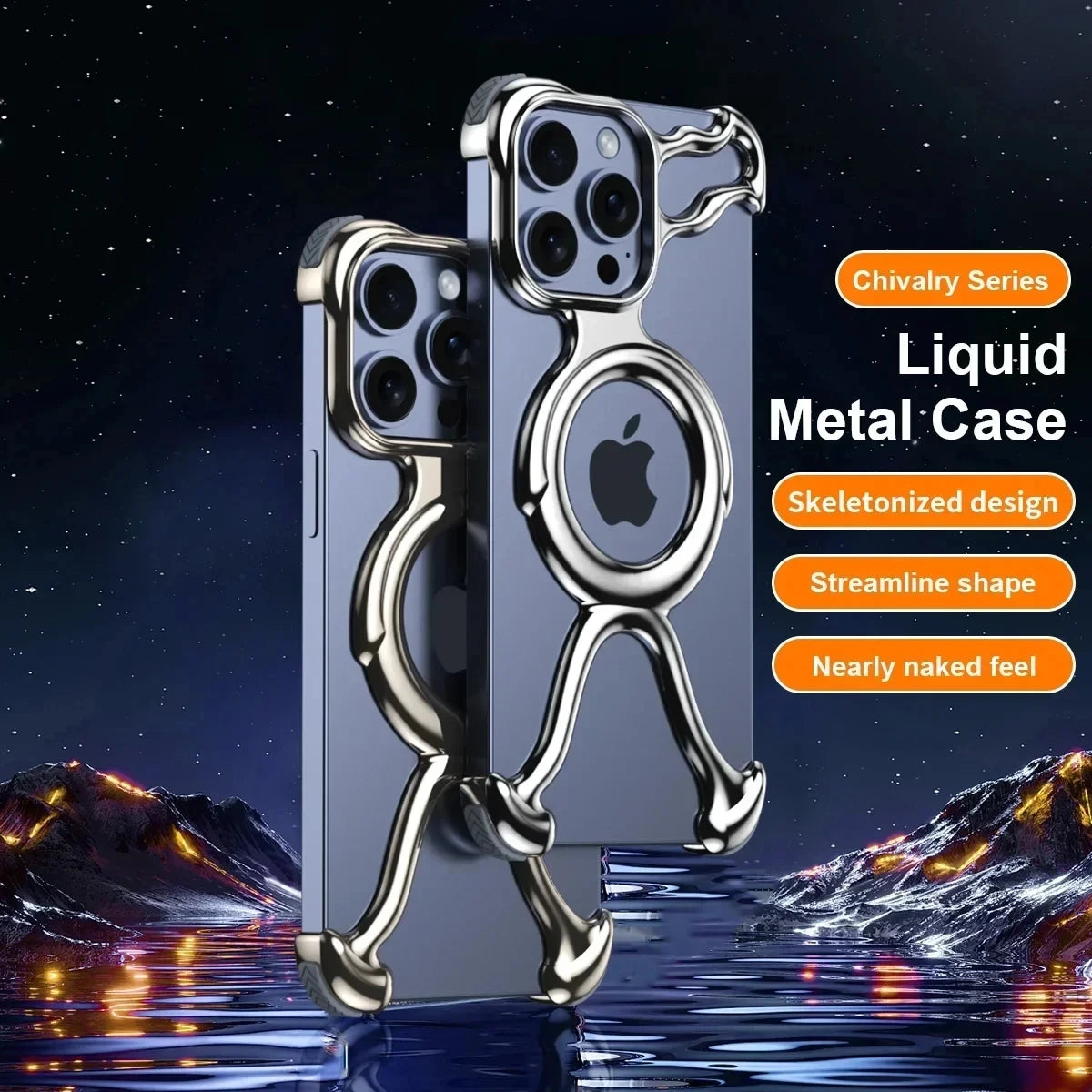 Magnetic Liquid Metal Phone Case For iPhone 13 14 15 16 17 Pro Max With AirBag Shockproof Bumper Irregular Metal Anti-fall Cover