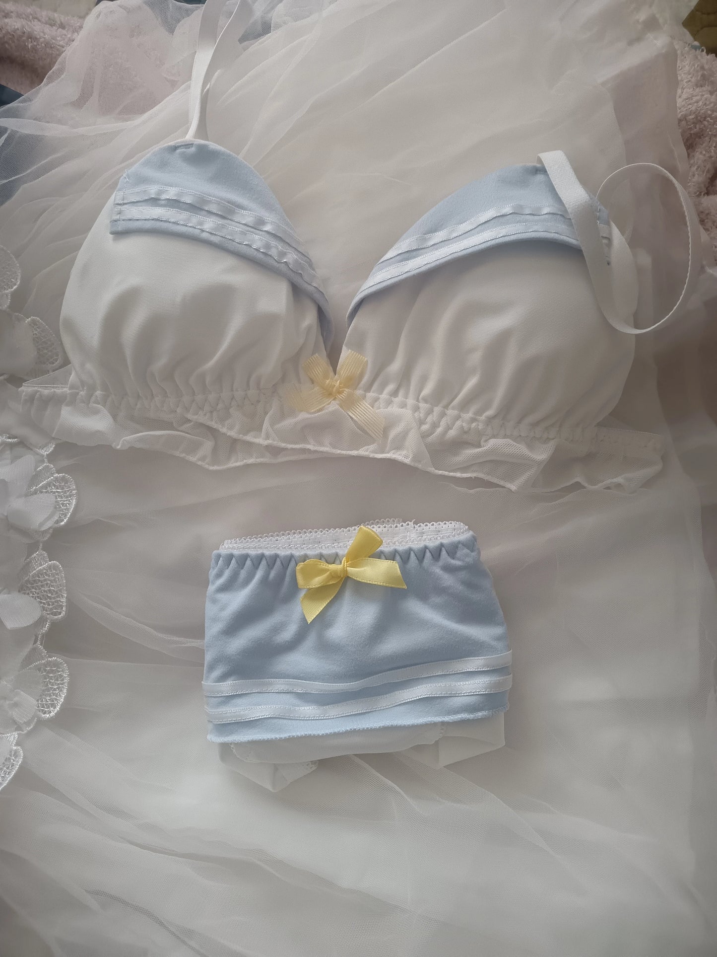 Women's bra set Japanese loli underwear female soft girl navy sweet cute without steel ring teenage sailor suit bra set