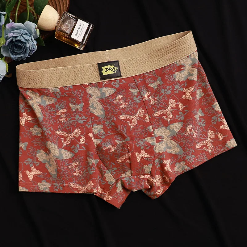 EXILIENS New Romantic Butterfly 1pcs/3pcs Cotton Boxer Men Underwear Hot Mens Boxers New BoxerShorts Man Panties Size L3XL KX758