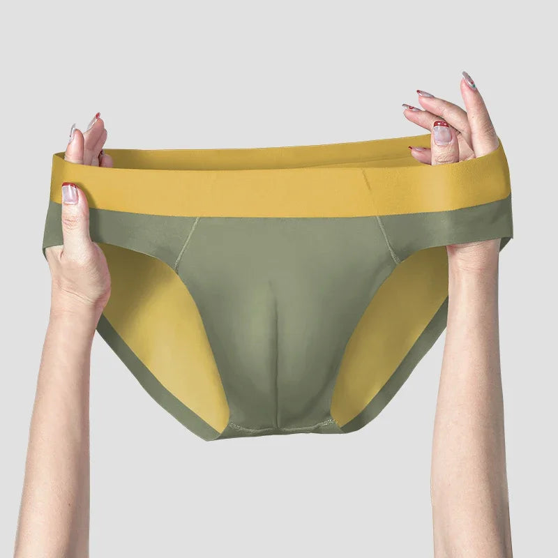 Men's ice silk seamless underwear men breathable briefs summer thin boys sports low waist short shorts head