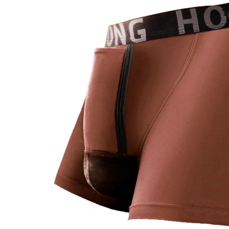 Man Breathable Boxers with Bulge U-Convex Penis Pouch Seperate Modal Soft Open Hole Lingerie Slips Big Enhancing Short Underwear