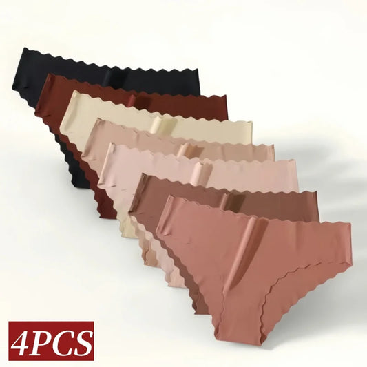 4Pcs/Set Panties Women Seamless Low Rise Briefs Female Underpants Invisible Underwear Glossy Bottoms Panties Sexy Lingerie XS-XL