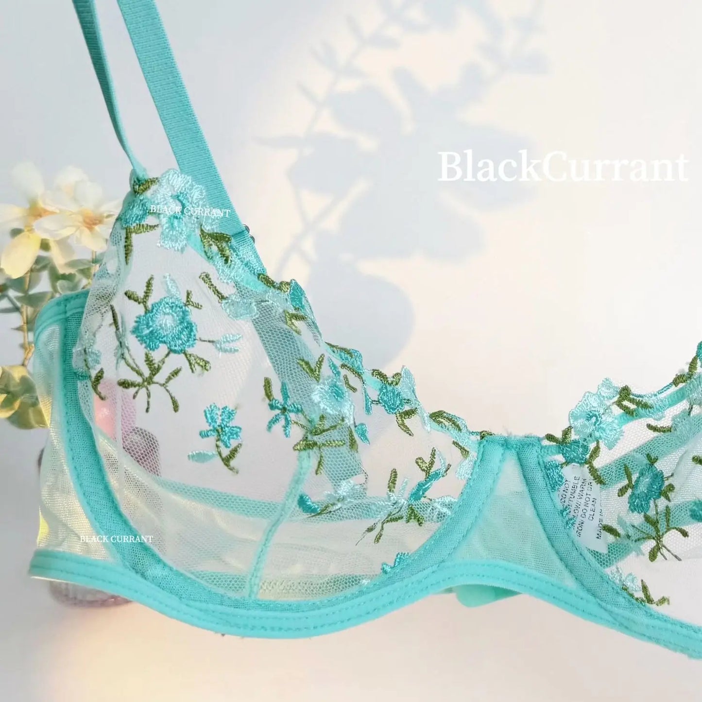 Women's French Embroidered Lace Set Sensual Mesh Bra Set & Brief Soft Underwire Unpadded Bralette Deep V Plunge Elegant Lingerie