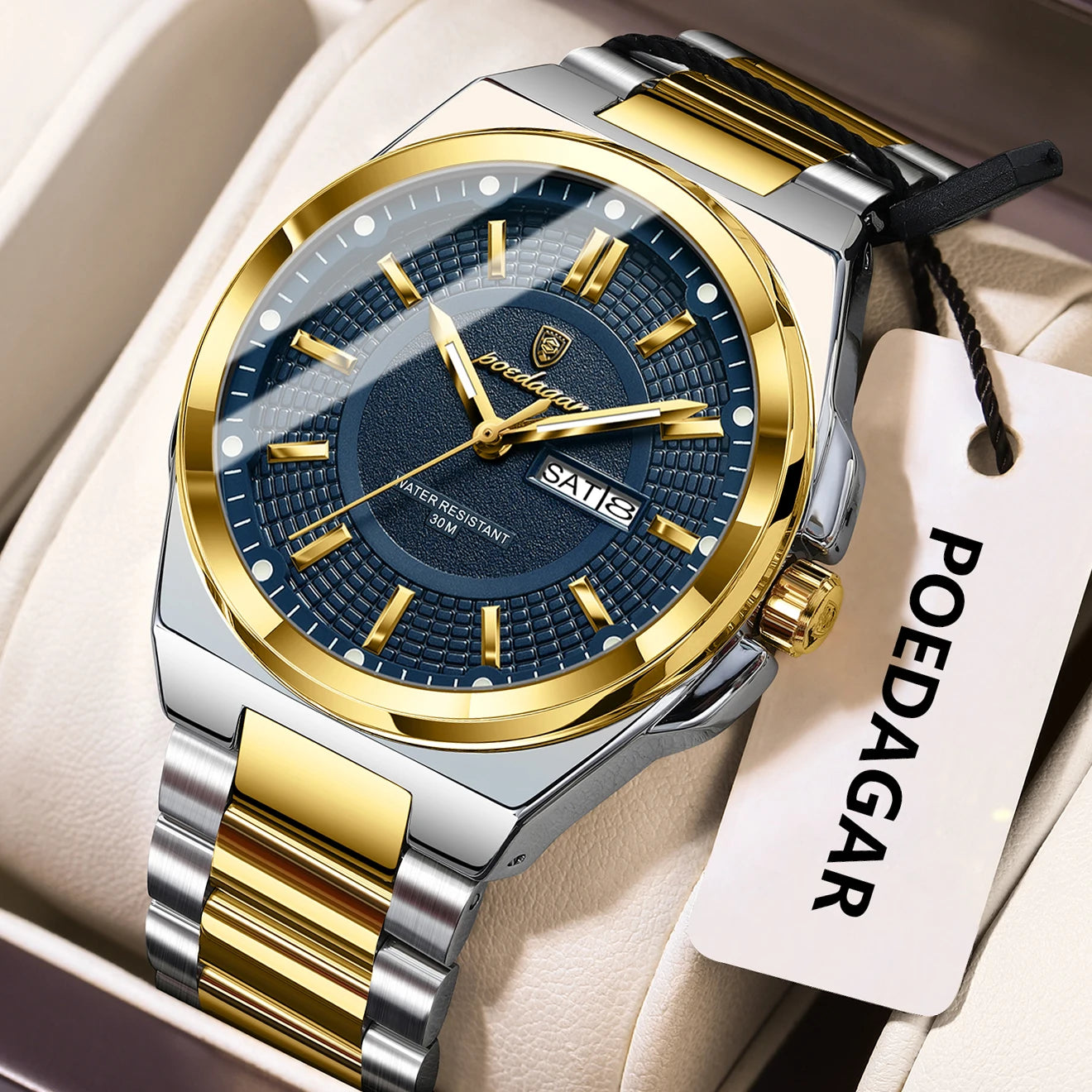 Sport Original Men Clock Quartz Date Week Luxury Man Wristwatch Waterproof Luminous Stainless Steel Men's Watches
