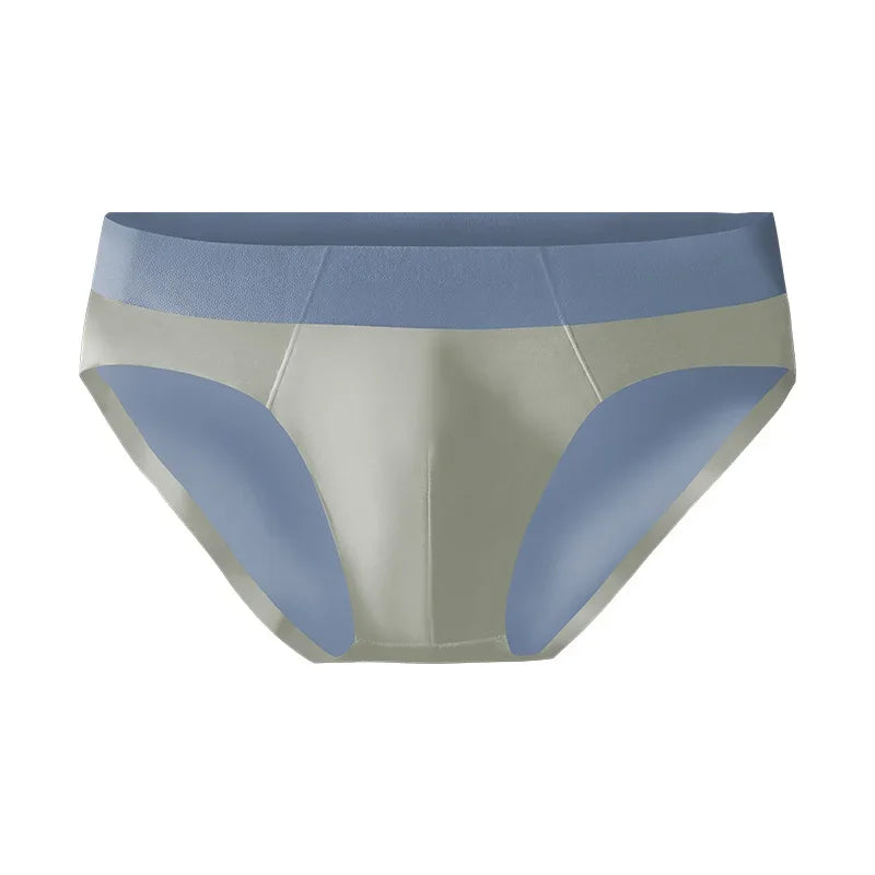 Men's ice silk seamless underwear men breathable briefs summer thin boys sports low waist short shorts head
