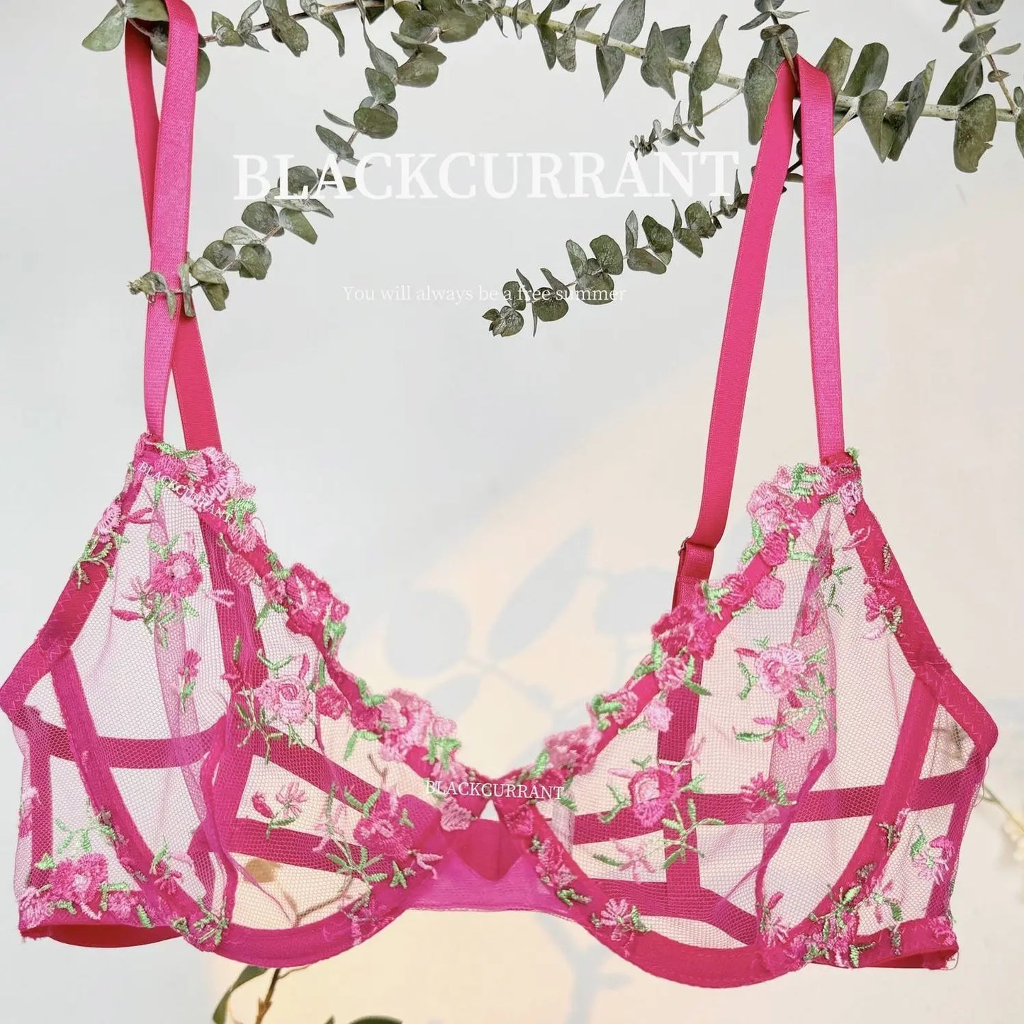 Women's French Embroidered Lace Set Sensual Mesh Bra Set & Brief Soft Underwire Unpadded Bralette Deep V Plunge Elegant Lingerie