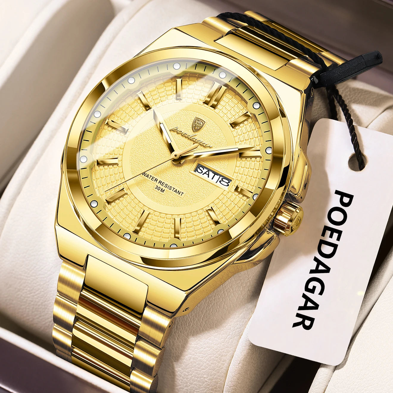 Sport Original Men Clock Quartz Date Week Luxury Man Wristwatch Waterproof Luminous Stainless Steel Men's Watches