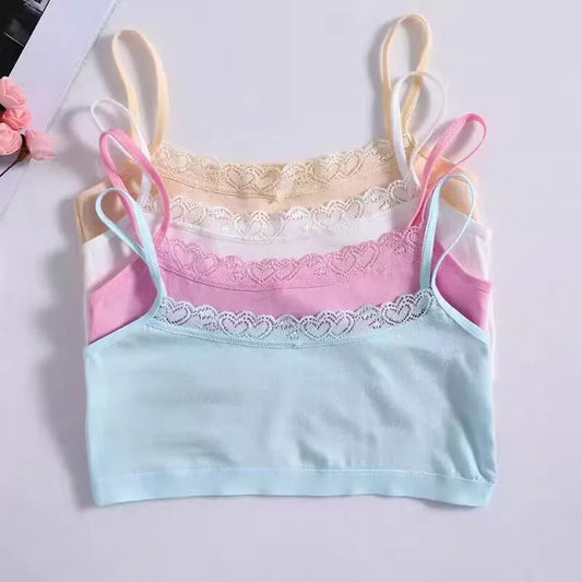 4PC Teen Bra Girl Vest Cotton Spandex Big Girl's Sport 8-14 Years Adolescente Kids Underwear