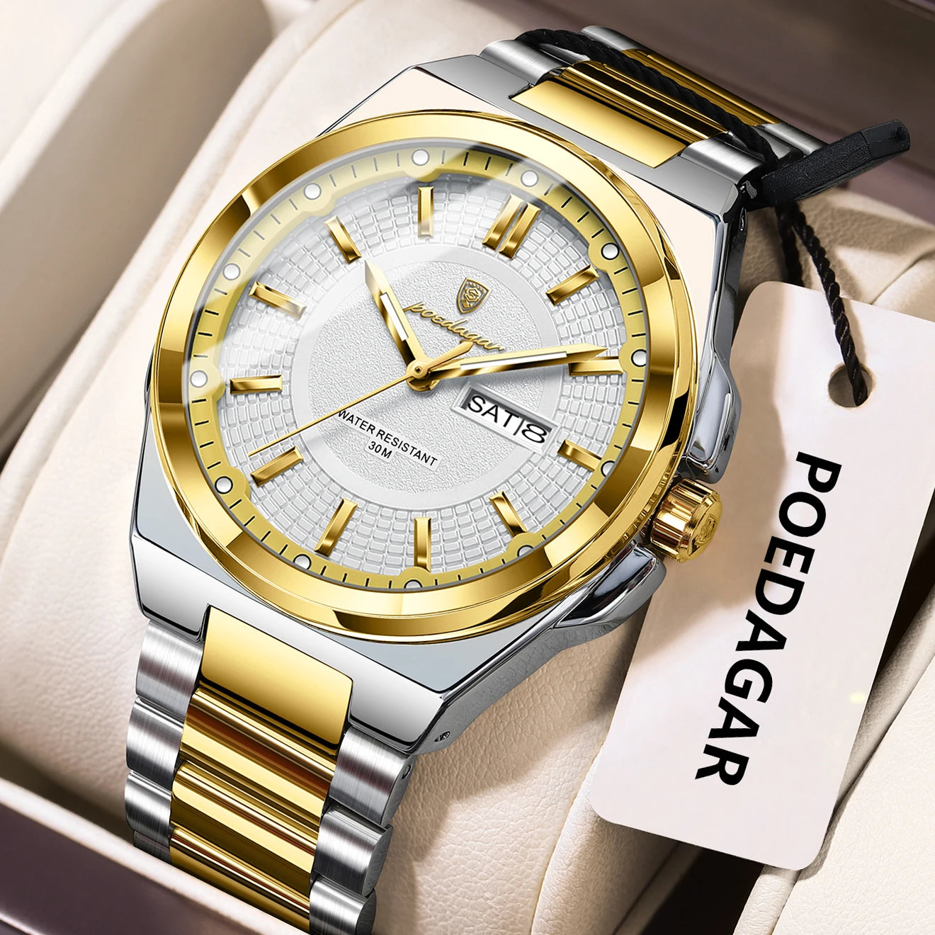 Sport Original Men Clock Quartz Date Week Luxury Man Wristwatch Waterproof Luminous Stainless Steel Men's Watches