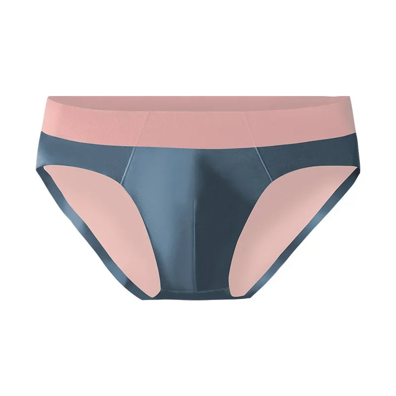 Men's ice silk seamless underwear men breathable briefs summer thin boys sports low waist short shorts head