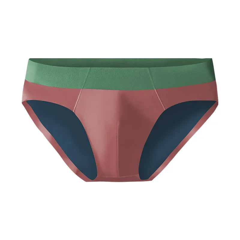 Men's ice silk seamless underwear men breathable briefs summer thin boys sports low waist short shorts head