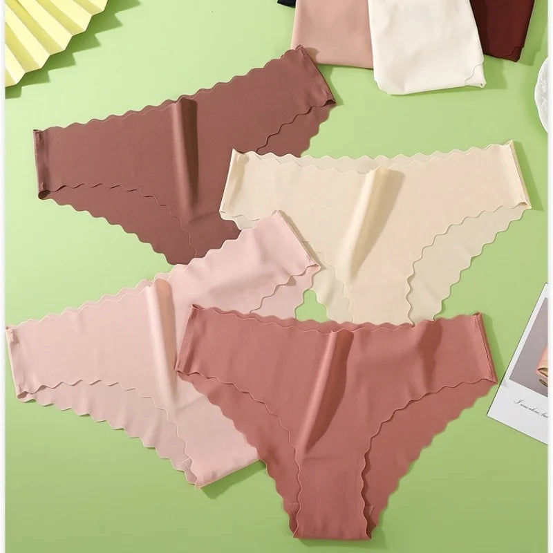 4Pcs/Set Panties Women Seamless Low Rise Briefs Female Underpants Invisible Underwear Glossy Bottoms Panties Sexy Lingerie XS-XL