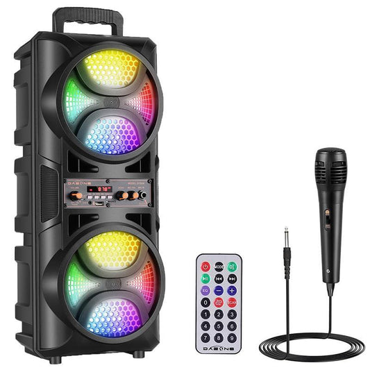 Bluetooth Speaker Loud Wireless with Microphones, Portable PA System Large Party Speaker with Lights, Karaoke Machine for Adults/Kids, Support Remote, FM, TWS, AUX, USB for Garden Home Outdoor